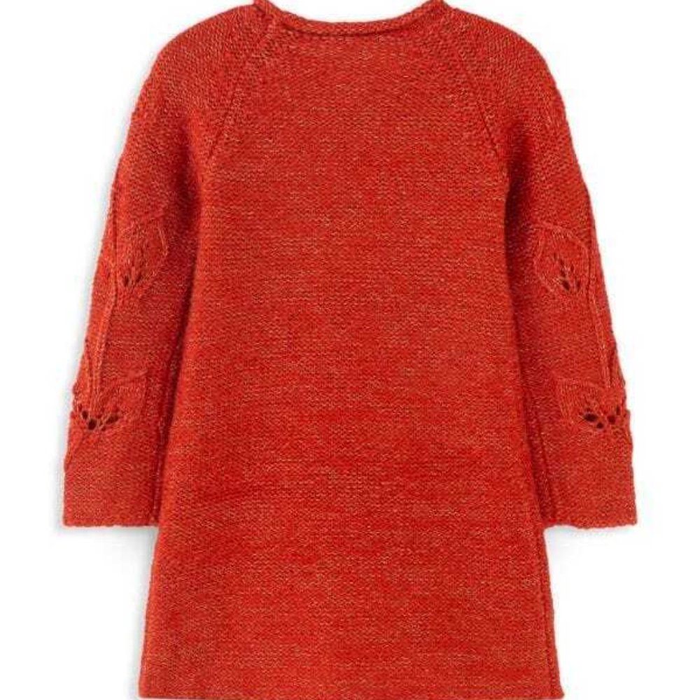 NEW PEEK Kid Wren Metallic Threaded Knit Crochet Leaf Vine Sweater Dress - Picture 3 of 4
